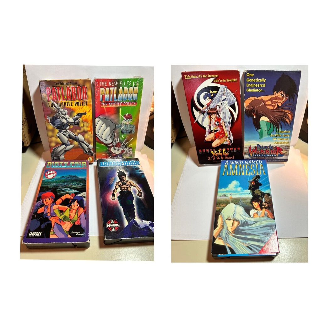 7 RARE Anime Manga 80s VHS Tapes Dirty Pair Patlabor Dark Warrior Devil Hunter +